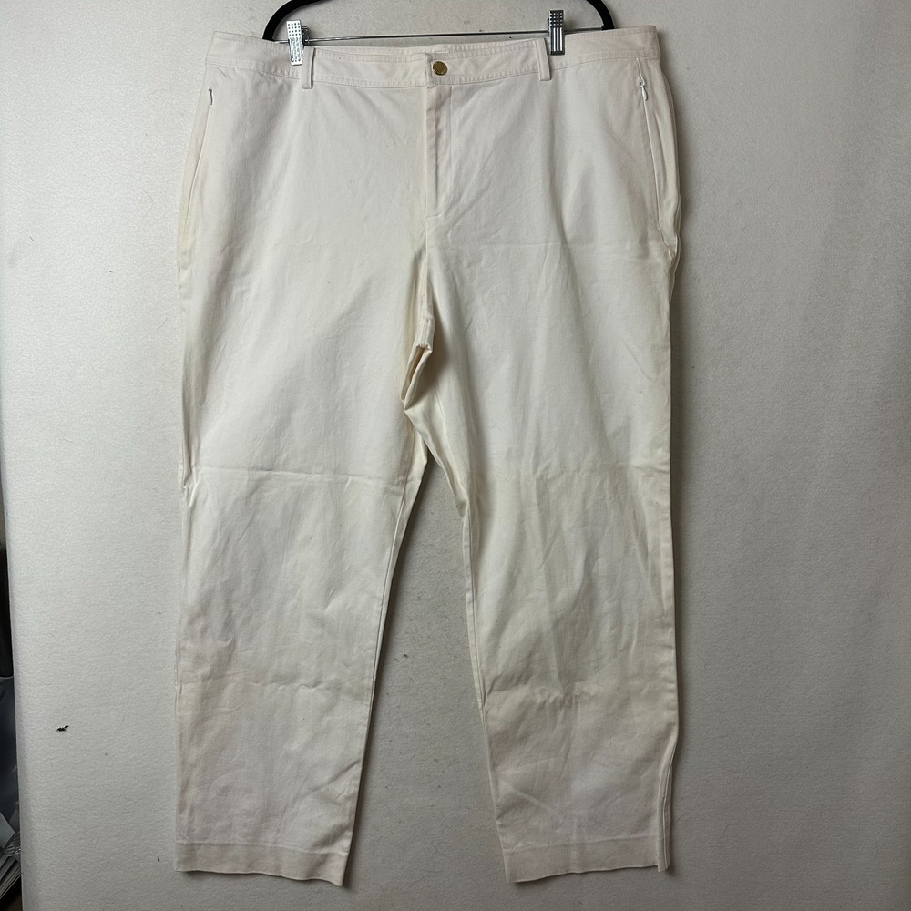 Lauren Ralph Lauren Woman White Cotton Blend Straight Leg Pants Size 22W NWT